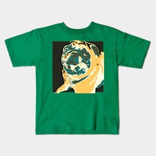 Yellow and Green Pop Art Smiling Pug Kids T-Shirt